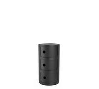 Kartell Componibili Recycled, Meuble Conteneur 3 éléments, Noir Opaque