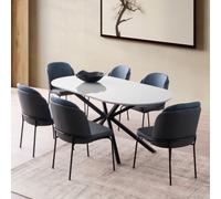 Concept Usine Table à manger Karvia 6 personnes gris et noir 180 cm
