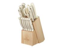 KASANOVA - Bloc en bois avec 11 couteaux, ciseaux et aiguiseur, bloc porte-couteaux de cuisine, set complet pour la cuisine