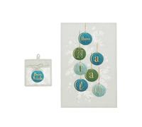 KASANOVA Ensemble manique et torchon de Noël Boules Ottane Bleu