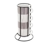 KASANOVA Lot de 4 tasses à café Mix et Match gris avec support