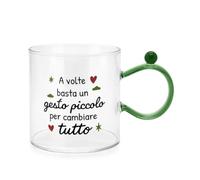 KASANOVA Mug 350 ml en verre vert clair Cheer Up
