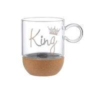 KASANOVA Mug King en verre borosilicate et base en liège, 270 ml transparent
