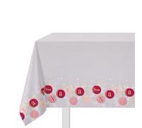 KASANOVA Nappe de Noël Blanche avec Boules Colorées et Inscription “BUON Natale” - Linge de Table en Coton (Mauve et Violet, 140x180)