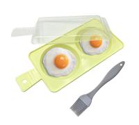 KASESSS Pocheuses à œufs Micro-Ondes, Double Cavité Cuiseur Oeuf Sans-Bpa | antiadhésive cuiseur oeuf micro ondes,PP alimentaire avec poignée,pinceau silicone inclus, pour Petit-Déjeuner Rapide