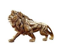 KASFDBMO Statue de lion doré - Décoration d'intérieur - Grande sculpture en résine - Nouvel An 2024 - Décoration d'intérieur de luxe - Statue moderne du roi des lions