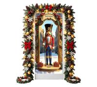 Kasmole Décor de Porte pour Noël D'Ornement Classique À Corde | Housse De Porte En Tissu Décoratif Pour Fêtes D'Hiver Décoration Ferme Garage Séance Photo Fête Crémaillère