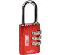 KASP K10530REDD - Cadenas à chiffres, 3 rangées de chiffres, 30 mm, rouge