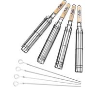 Katai - Ensemble de 8 paniers de grillade pour barbecue extérieur - 4 paniers en métal pour grill, 4 brochettes plates pour légumes, viande, poisson et kebab