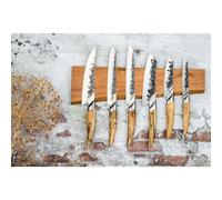 Forged KATAI - Couteau Santoku à manche en bois de racine unique, lame en acier VG10 de 18 cm, forgé à la main, 60 HRC, garantie 10 ans