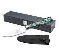 Katana Saya Couteau d'office Pearl 9 cm - Acier Damas VG-10 à haute teneur en carbone pour une résistance et un tranchant extrêmes - Manche en acrylique avec motif en nacre d'ormeau