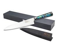 Katana Saya Couteau Gyuto Pearl 20 cm - Acier Damas VG-10 à haute teneur en carbone pour une résistance et un tranchant extrêmes - Manche en acrylique avec motif en nacre d'ormeau