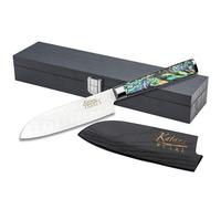Katana Saya Couteau Santoku Pearl 12 cm - Acier Damas VG-10 à haute teneur en carbone pour une résistance et un tranchant extrêmes - Manche en acrylique avec motif en nacre d'ormeau