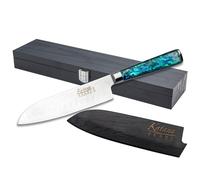 Katana Saya Couteau Santoku Pearl 18 cm - Acier Damas VG-10 à haute teneur en carbone pour une résistance et un tranchant extrêmes - Manche en acrylique avec motif en nacre d'ormeau