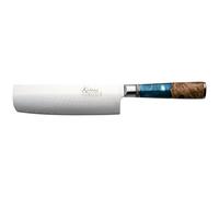Katana Saya Elements Couteau Nakiri 18 cm, bleu ocean - Acier Damas VG-10 à haute teneur en carbone - Extrême résistance et tranchant- Manche en bois d'olivier et résine