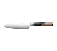 Katana Saya Elements Couteau Santoku 12 cm, vert forêt tropicale - Acier Damas VG-10 à haute teneur en carbone - Extrême résistance et tranchant- Manche en bois d'olivier et résine