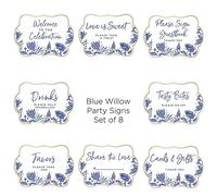 Kate Aspen 28539NA Blue Willow Collection Lot de 8 panneaux décoratifs en papier