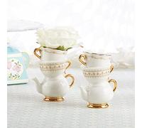 Kate Aspen Lot de 2 vases à bourgeons Vintage en céramique au Look Antique pour fête de thé, Cadeaux de fête, décoration de Mariage, décoration de Table, décorations de fête prénuptiale (23263NA)