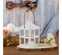 Kate Aspen Lot de 6 lanternes rustiques Blanches pour Bougie (19,1 cm) - Décoration de Mariage, Centre de Table, décoration d'intérieur, décoration d'étagère