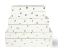 Kate Spade New York Lot de 3 boîtes de rangement décoratives avec couvercles, robustes, comprend des boîtes gigognes roses de petite, moyenne et grande taille avec fermeture magnétique, pois dorés