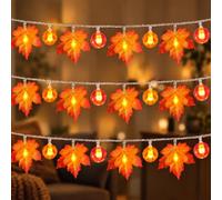 KATELUO Guirlande d'Automne, 3 Mètre 20 LED Halloween Guirlande Lumineuse à Piles, Feuille d'Érable Guirlande Lumineuse Citrouille, Halloween Decoration Automne pour Hollaween Thanksgiving Noël