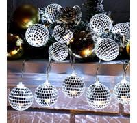 KATELUO Guirlande Lumineuse Boule Disco, 1.5m Guirlande Lumineuse de Noël à Piles, Guirlande de Boules Disco à LED, LED Lumières de Noël Intérieur et Extérieure, pour Décoration Noel, Mariage, Fête