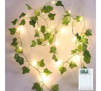 KATELUO Guirlande Lumineuse Lierre, 2M 20 LED Guirlande Lierre, Guirlandes de Lierre Artificiel, Chaîne Lumineuse de Lierres pour Jardin, Cour, Maison, Patio, Fête de Mariage Décoration (A)