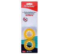 Kathay 86003100. Blister de 2 rubans adhésifs transparents, 18 mm x 33 m, grande résistance