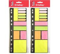 Kathay 86007599. Set de notes adhésives de couleurs, formes et tailles diverses avec support à insérer dans votre classeur à anneaux (Lot de 2)