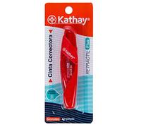 Kathay 86028399. Ruban Correcteur Rétractable Plus 5 mm x 6 m Couleurs Aléatoires : Noir, Bleu et Rouge