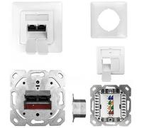 Kathrein ESN 100 Prise réseau encastré insert avec plaque centrale et châssis CAT 6a blanc pur (RAL 9010)