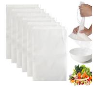 KATIMI 6 Pièces Sac a Lait Végétal, Filtre Alimentaire, Sac de Lait de Noix Biologique Lavable, Égouttoir Réutilisable, Tamis pour Sac de Noix, Tissu Filtrant pour Jus de Fruits Café