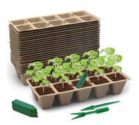 KATLKIU Plateaux de Semis Biodégradables 30 Pièces (10 Alvéoles) - Bacs à Semis Compostables en Fibre de Papier avec Trous de Drainage - Idéal pour Graines, Légumes, Fleurs et Jardinage Écologique