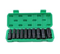 KATSU 1/2" Jeu de Douilles Profondes Impact 10 Pièces, 10mm-24mm Métrique Clé Jeu de Douilles à Chocs Profondes, Outil de Réparation de Moteurs Tracteurs Camions (Budget)