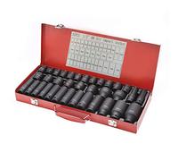 KATSU 1/2" Jeu de Douilles Profondes Impact 35 Pièces, Clé Métrique Robuste 8mm-32mm, Acier au Chrome-molybdène de Qualité, Outil de Réparation de Moteurs Tracteurs Camions 420445