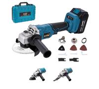 KATSU FIT-BAT 21V Meuleuse d'Angle sans Fil Brushless 115mm 125mm Moteur sans Balais avec 3,0Ah Batterie et Kits d'Accessoires Multi-outils Oscillants pour Meulage, Polissage