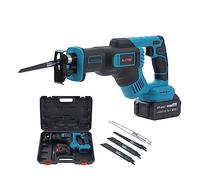 KATSU FIT-BAT 21V Scie Alternative sans Fil avec 3.0Ah Batterie et Chargeur, Scie Sabre, 4 Lames, 28mm longueur de Course, Vitesse Variable, pour Coupe de Métal et de Bois
