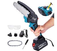 KATSU FIT-BAT 21V Tronçonneuse sans Fil Brushless 6 Pouces Moteur sans Balais avec 3,0Ah Batterie et Chargeur, Chaîne Supplémentaire et Pompe à Huile Manuelle, pour Bois Arbres élaguer