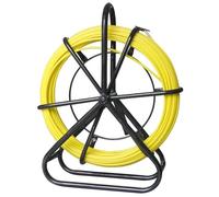 KATSU Rodder de conduit en fibre de verre 6x50M avec support et frein en acier, outil d'installation de câble électrique en fibre de verre, enfileur de câble de pipeline d'électricien