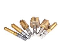 KATUR Fraise À Forets Ensemble 6 Pcs 1/4 Pouce Hex Shank HSS 5 Fraise Pour Flûte Fraise 90 Degrés Centre Poinçon Ensembles pour Bois Planches En Bois Contreplaqué Peu En Plastique 6mm-19mm
