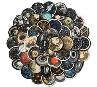 Katutude Autocollants Univers, 50 Pièces - Planète, Vintage, Kawaii - Stickers Scrapbooking - Décoratifs pour Ordinateur Portable, Bouteille, Métal, Verre, Plastique