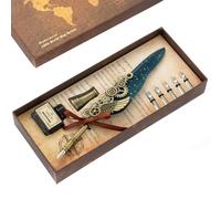 Katutude Kit Calligraphie Stylo Dip à Plume Stylo de Calligraphie Antique à Écrire Stylo Dip à Plume Set Plume Ecriture Encre Stylo de Calligraphie Vintage Feather Pen Set avec 5 Pointes de Rechange