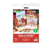 Katy Sue Kit de fabrication de cartes de Noël pop-up Père Noël et amis pour 8 cartes de Noël de 12,7 x 17,8 cm. Le kit contient des cartes, des inserts pop-up, des enveloppes et des décorations.