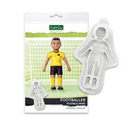 Katy Sue Moule en silicone footballeur avec bras articulés pour décoration de gâteaux et travaux manuels - Fait un footballeur debout de 120 mm de haut.