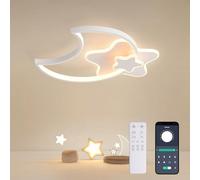 KAUCQI Plafonnier Chambre LED Lampe de Plafond LED Étoile, 55CM 3000K - 6000K, Dimmable avec Télécommande 3000K - 6000K, Blancs Modernes Lampes de Plafond pour Enfants, Chambre