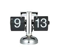 Kavolet Horloge Table rétro Flip, Flip Clock, Petite échelle Horloge Table, Horloge en Acier Inoxydable Flip, Horloge à Quartz à Engrenages internes, Horloge rétro à Rabat, Décoration Table Noir