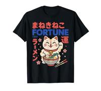 Kawaii Fortune Maneki Neko Ramen Chat Chanceux Japonais T-Shirt