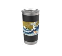 Kawaii Womens Moms Corgi on the Great Wave in Hokusai Style Gobelet isotherme en acier inoxydable double paroi
