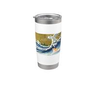 Kawaii Womens Moms Corgi on the Great Wave in Hokusai Style Gobelet isotherme en acier inoxydable double paroi