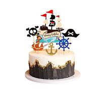 Kawailay pirate thème gâteau tops Bateau pirate joyeux anniversaire gâteau tops gâteaux bateau nautique gâteau d'anniversaire décoration gâteau dessert tops garçon anniversaire fête décoration
